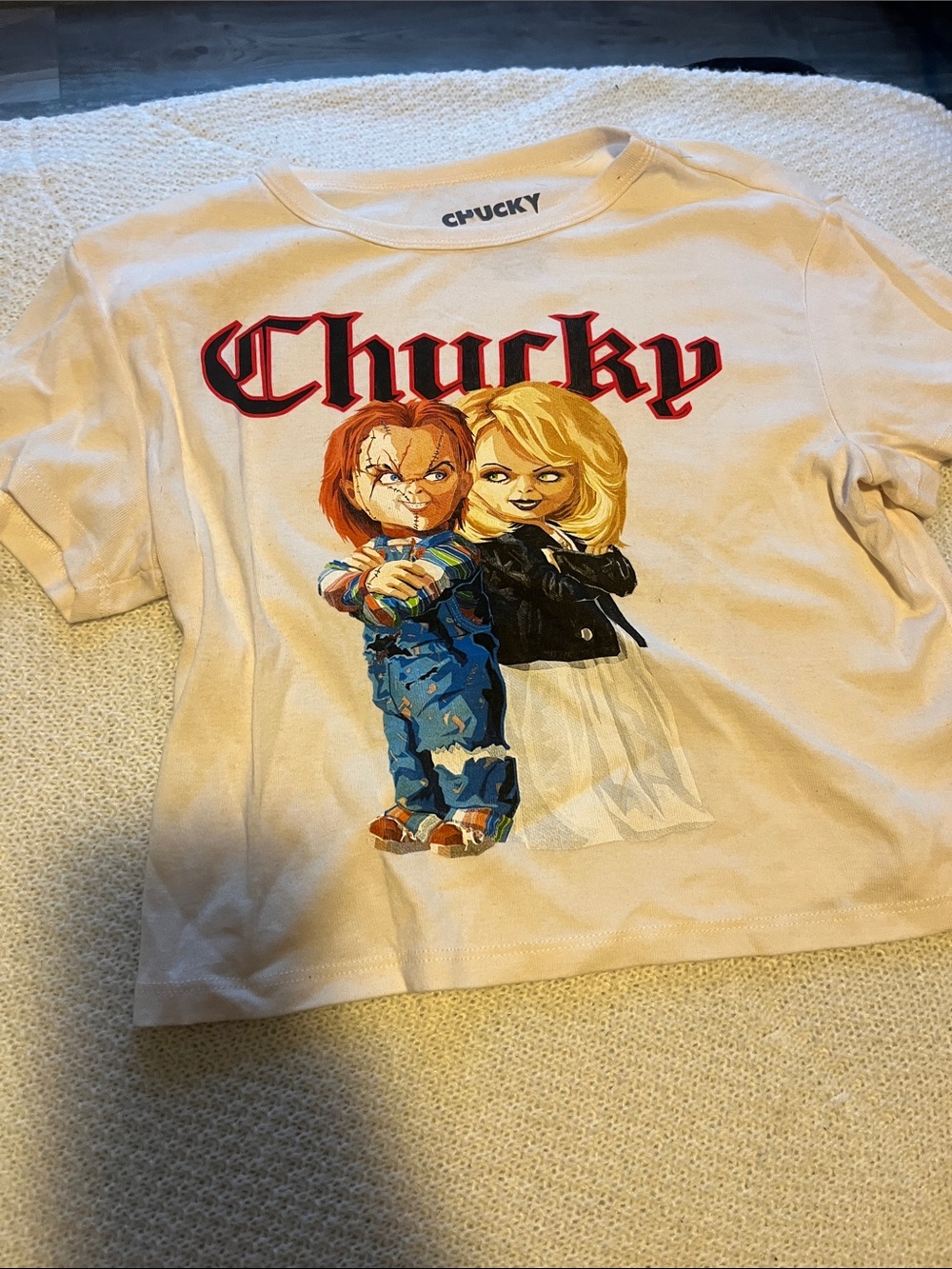 Chucky and Tiffany Cropped Baby Tee